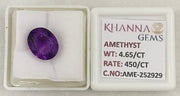 5.16 Ratti Natural Amethyst Gemstone with Govt. Lab Certificate